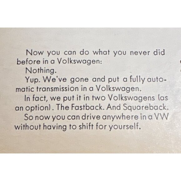 Vintage 1968 Volkswagen Fully Automatic Transmission Print Ad FINALLY - Picture 2 of 10
